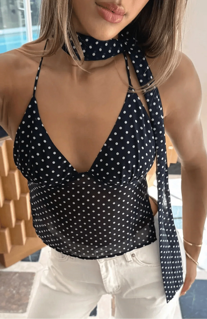 Araline Polka Dot Rückenfreies Top