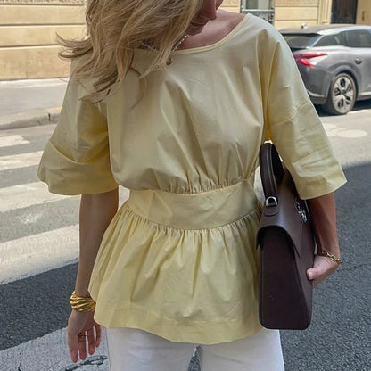 Cecile Rüschenbluse mit offenem Rücken