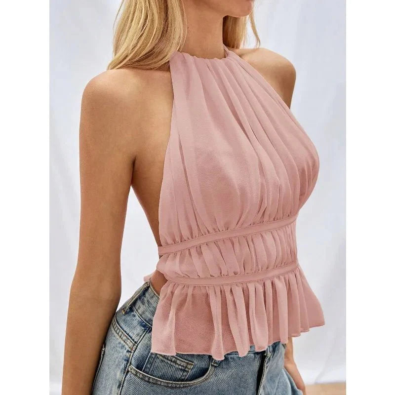 Ines Gerafftes Neckholder-Top