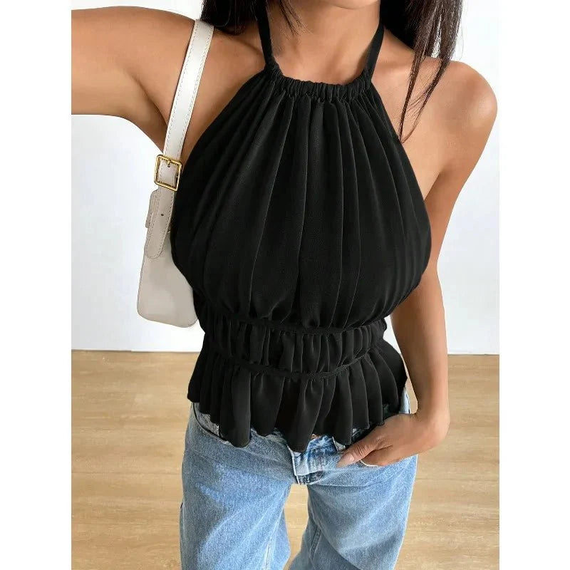 Ines Gerafftes Neckholder-Top
