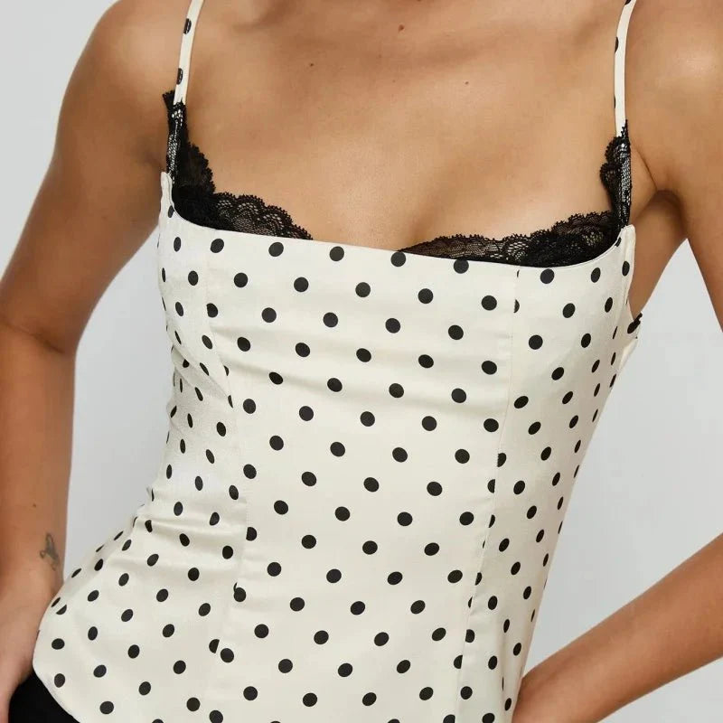Jemima Polka-Dot-Top mit Spitze