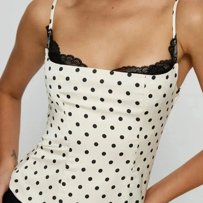 Jemima Polka-Dot-Top mit Spitze