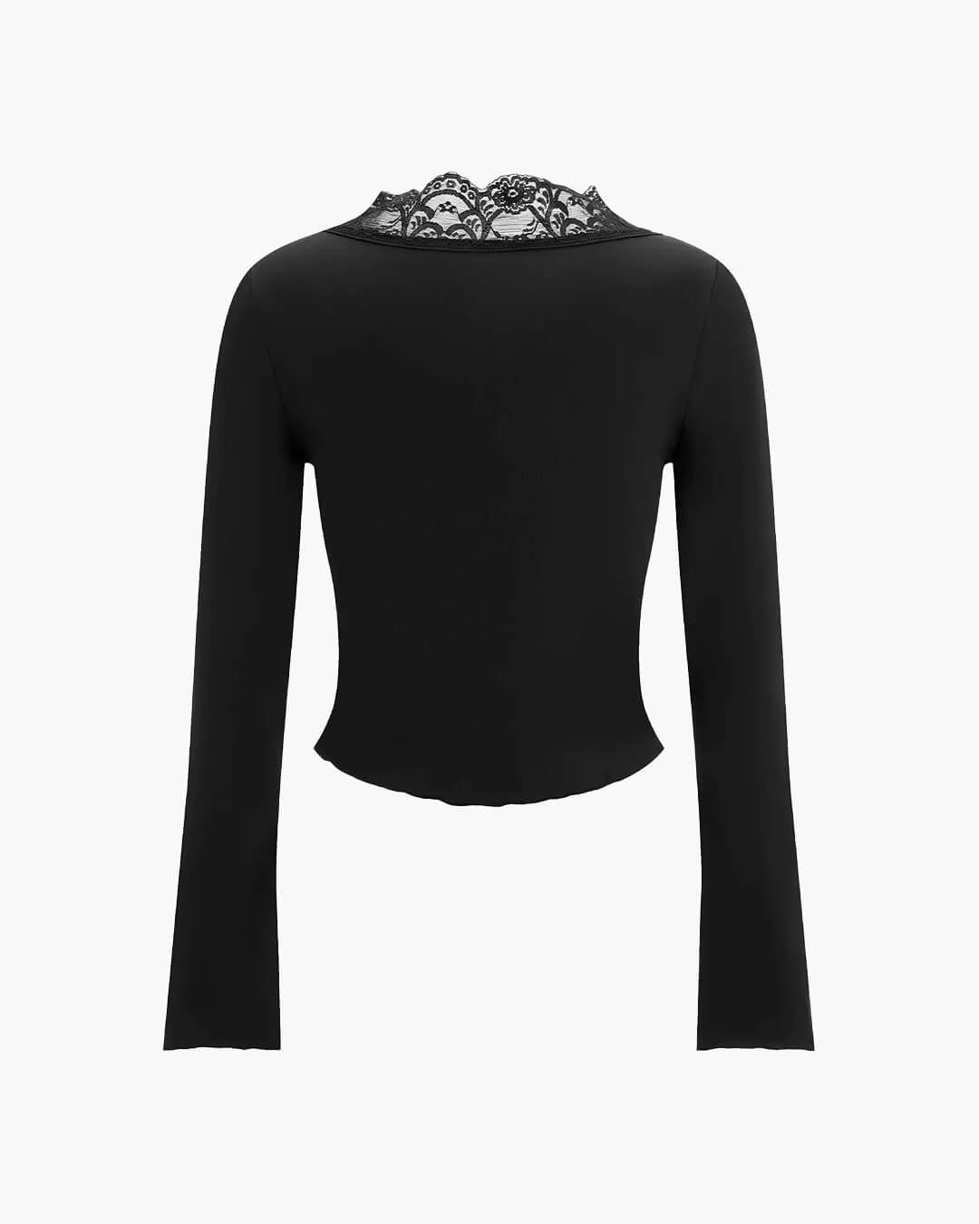Victoria Langarm-Bluse mit Spitzenbesatz