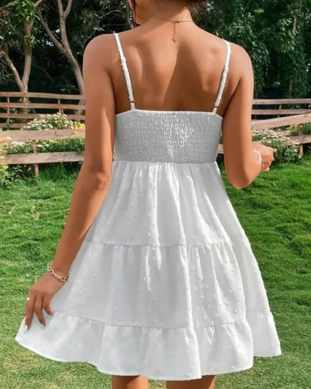 Tiffany Stufen-Rüschen-Minikleid mit Spaghettiträgern