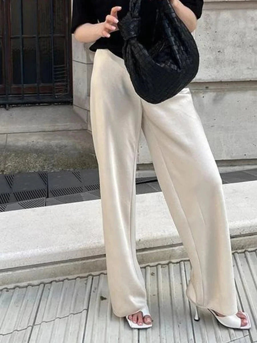 Norma Hochbund-Satin-Hose mit weitem Bein