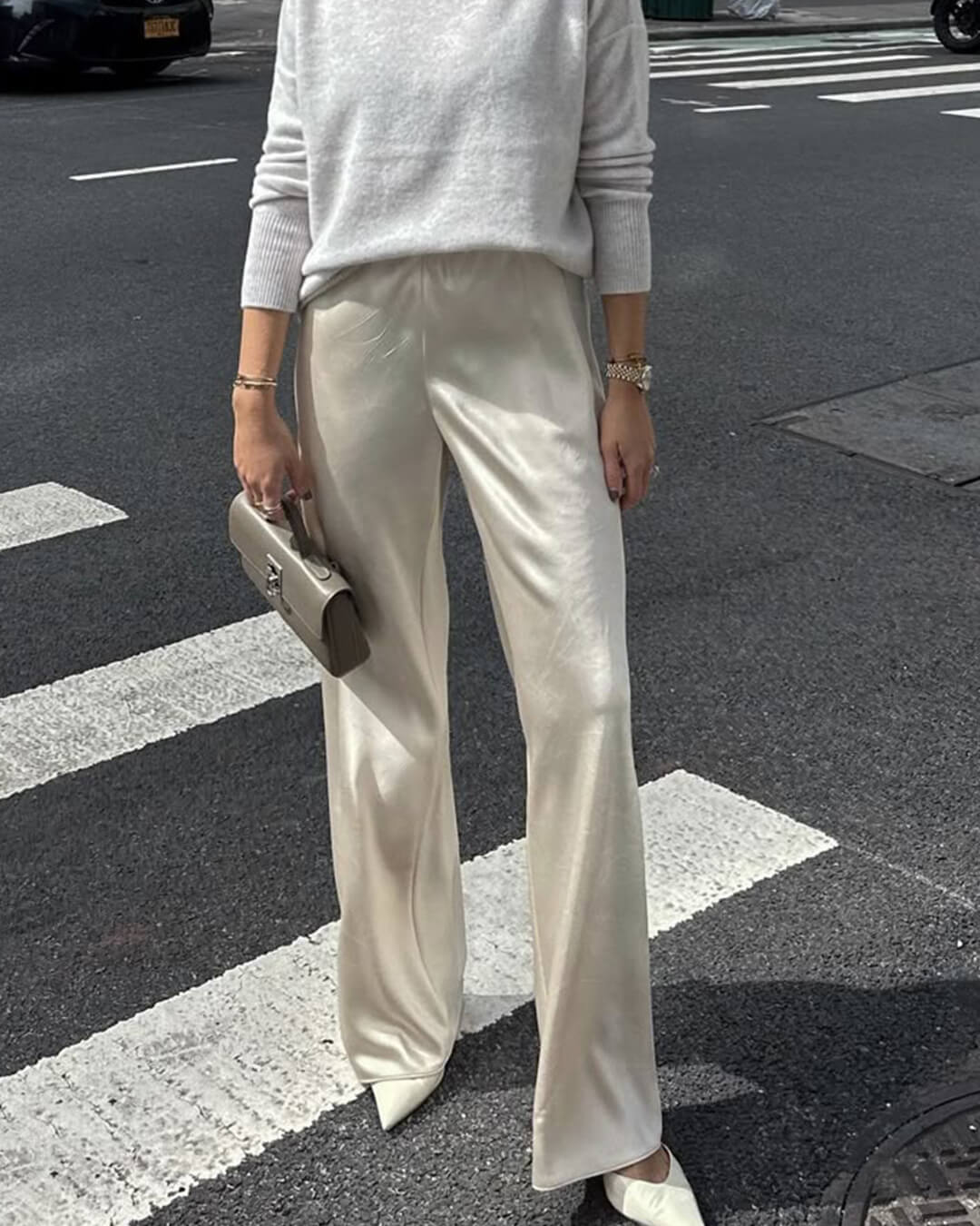 Norma Hochbund-Satin-Hose mit weitem Bein